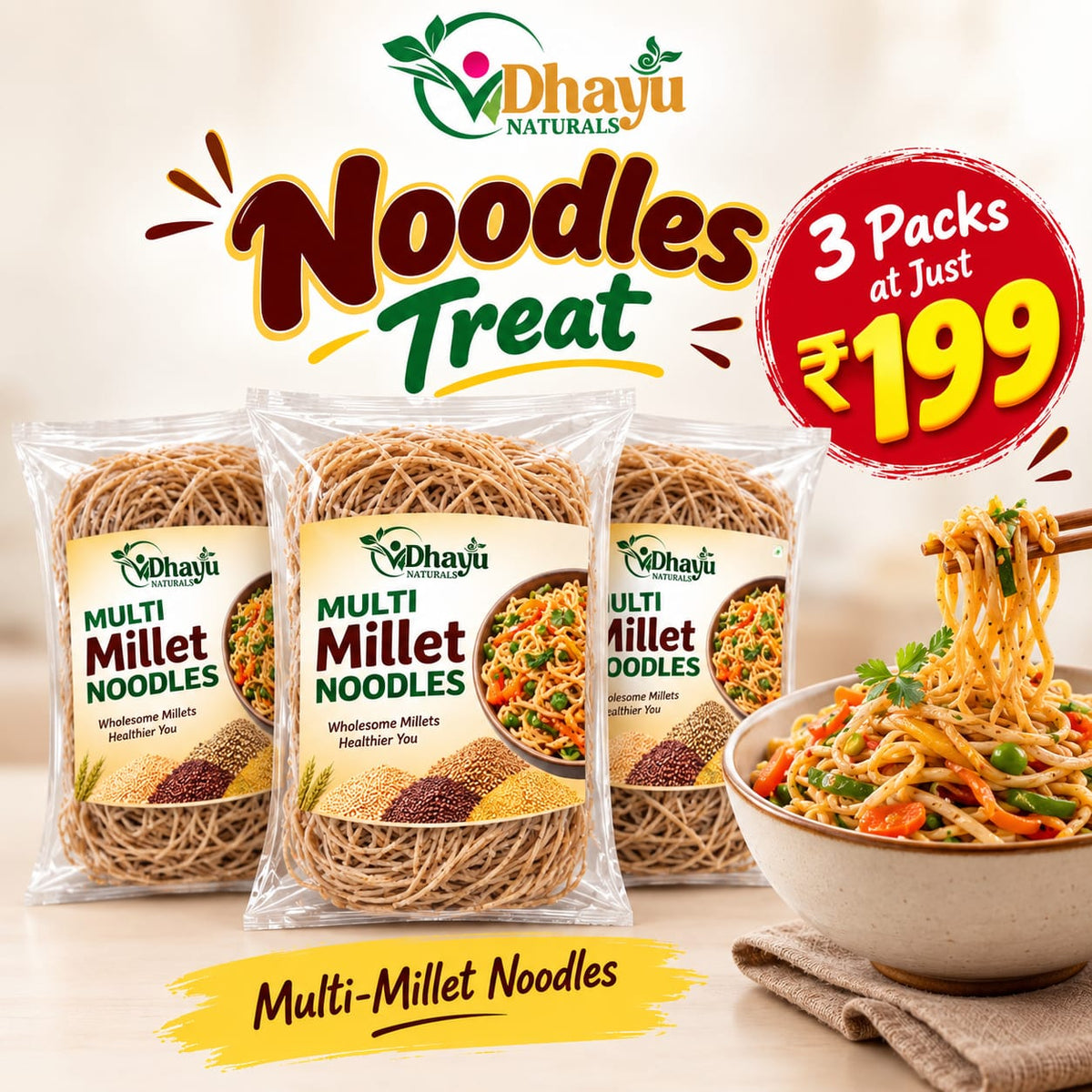 Multi-Millet Noodles Treat – 3 Pack Set at ₹199