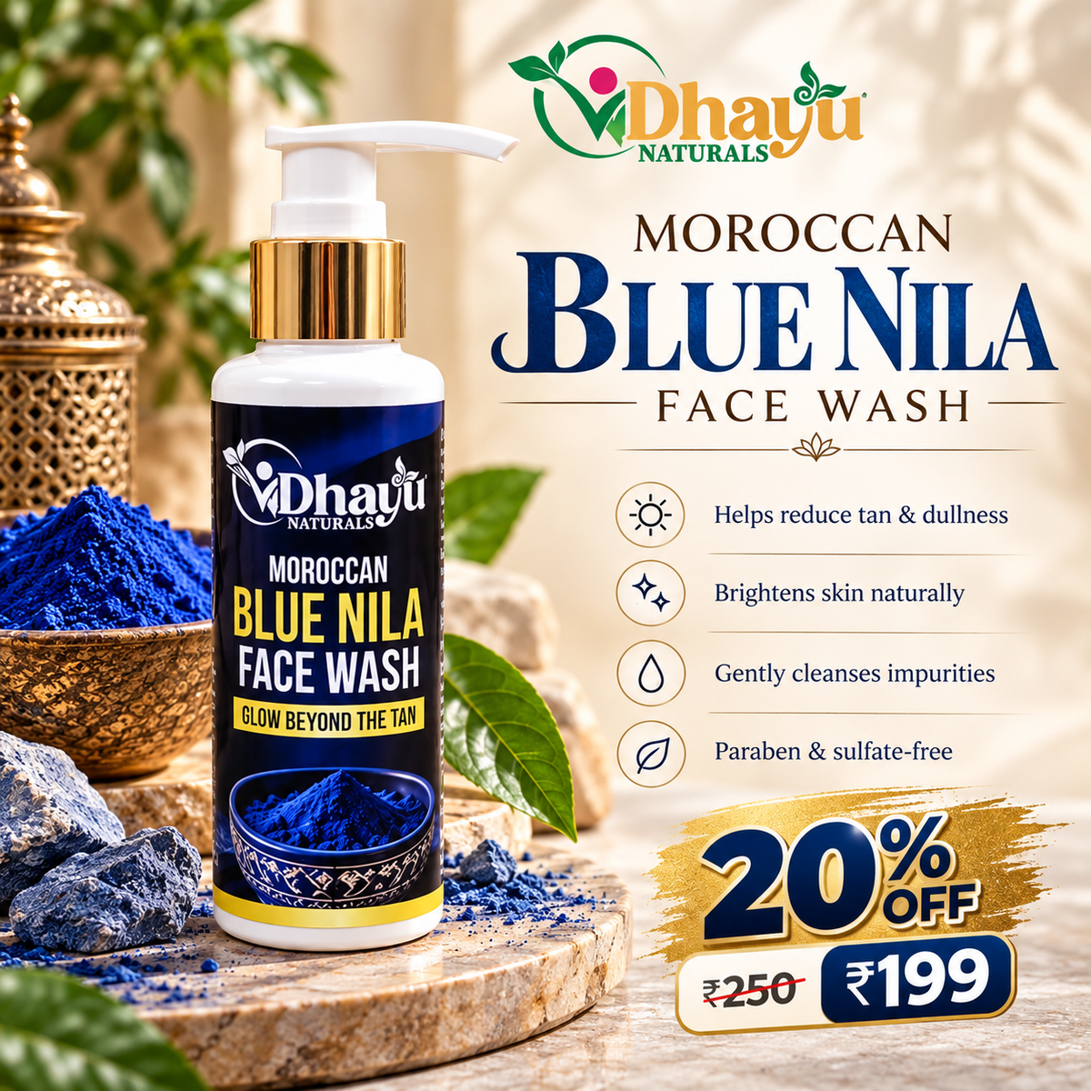 Moroccan Blue Nila Face Wash – Special Offer | 20% OFF | Now ₹199 (MRP ₹250)